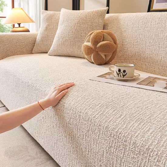Capa para sofá de tecido moderno e simples liso chenille linho de algodão cortina