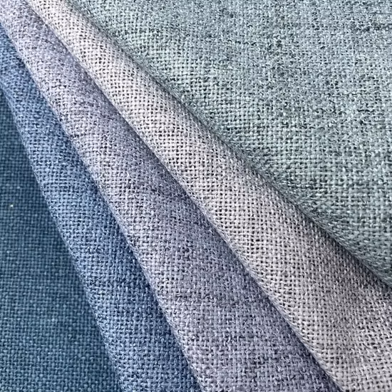 Tecido de cortina blackout com aparência de linho retardante de chamas com revestimento de PU à prova d'água