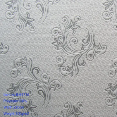 Fabricante Chinês de 220cm 300GSM 100% Poliéster com Logotipo Cinza Malha Tecido Jacquard Colchão Ticking